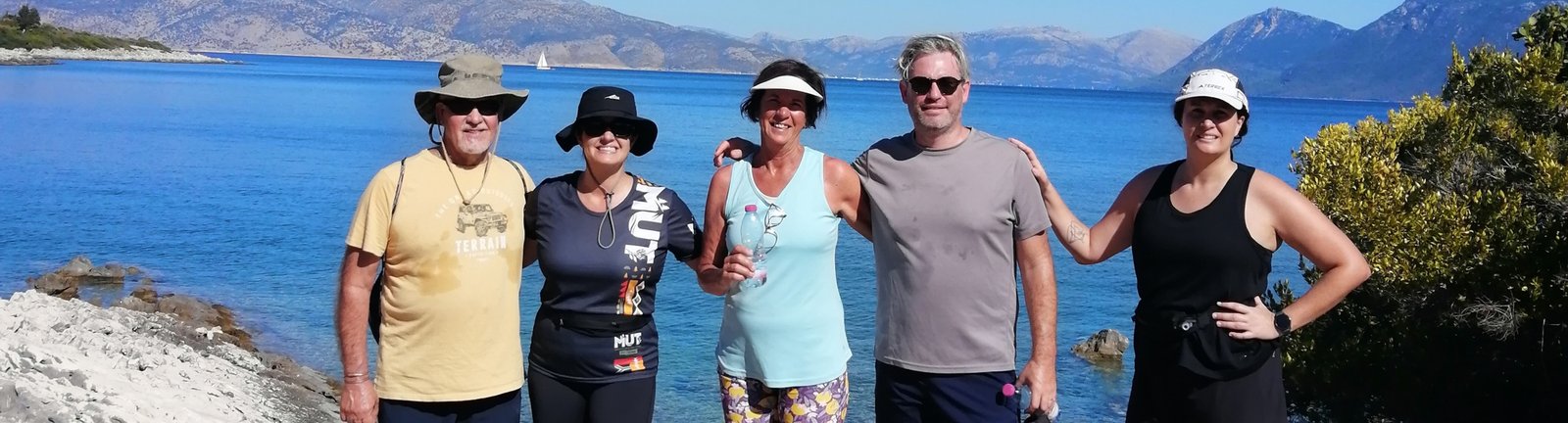 Guided walking tour group in the Greek Islands