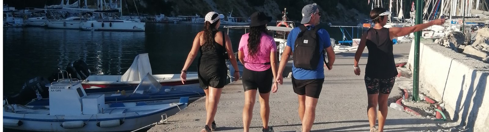 Guided walking tour group in the Greek Islands